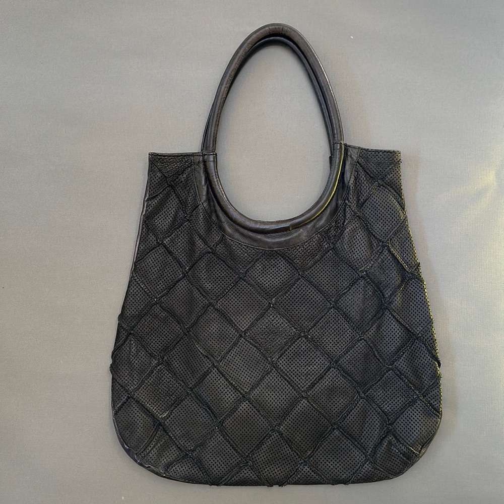 Anthropology tote genuine leather bag